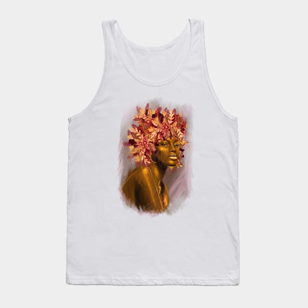 Pretty young girl with flowers in hair. Tank Top by Olena Tyshchenko